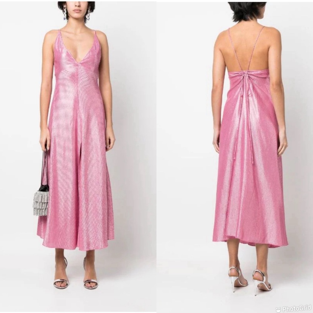 Forte Forte metallic plunging v-neck dress